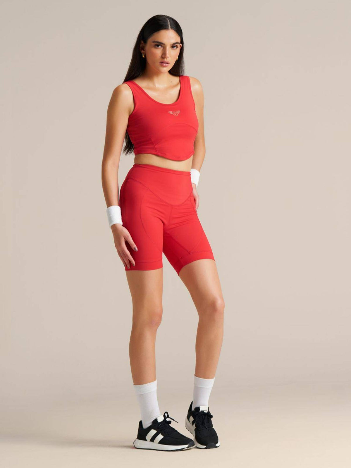 Red Solid Slim Fit High Rise Shorts - view 5