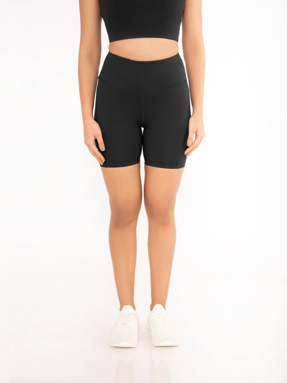 Grey Solid Slim Fit High Rise Shorts - view 6