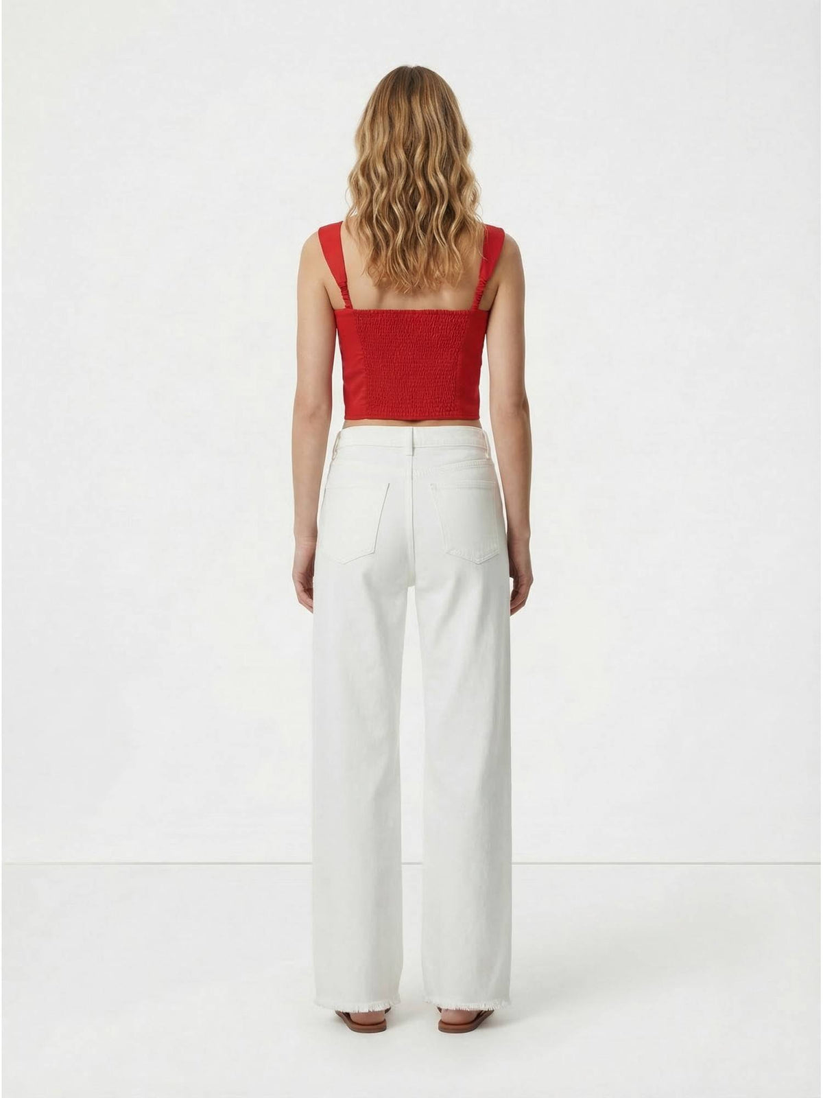 Red Cotton Solid Crop Top | CT61 - view 2
