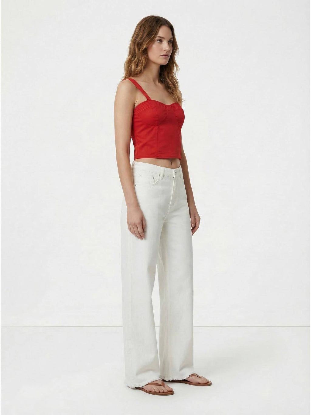 Red Cotton Solid Crop Top | CT61 - view 3