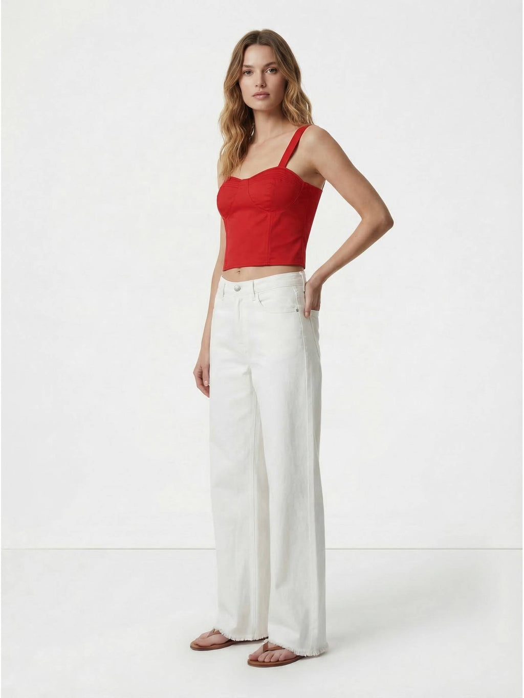 Red Cotton Solid Crop Top | CT61 - view 4