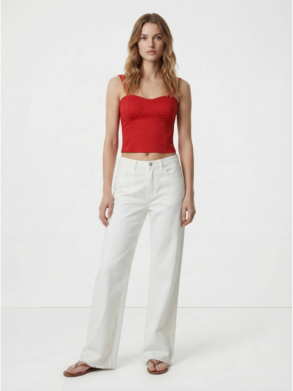 Red Cotton Solid Crop Top | CT61 - view 5