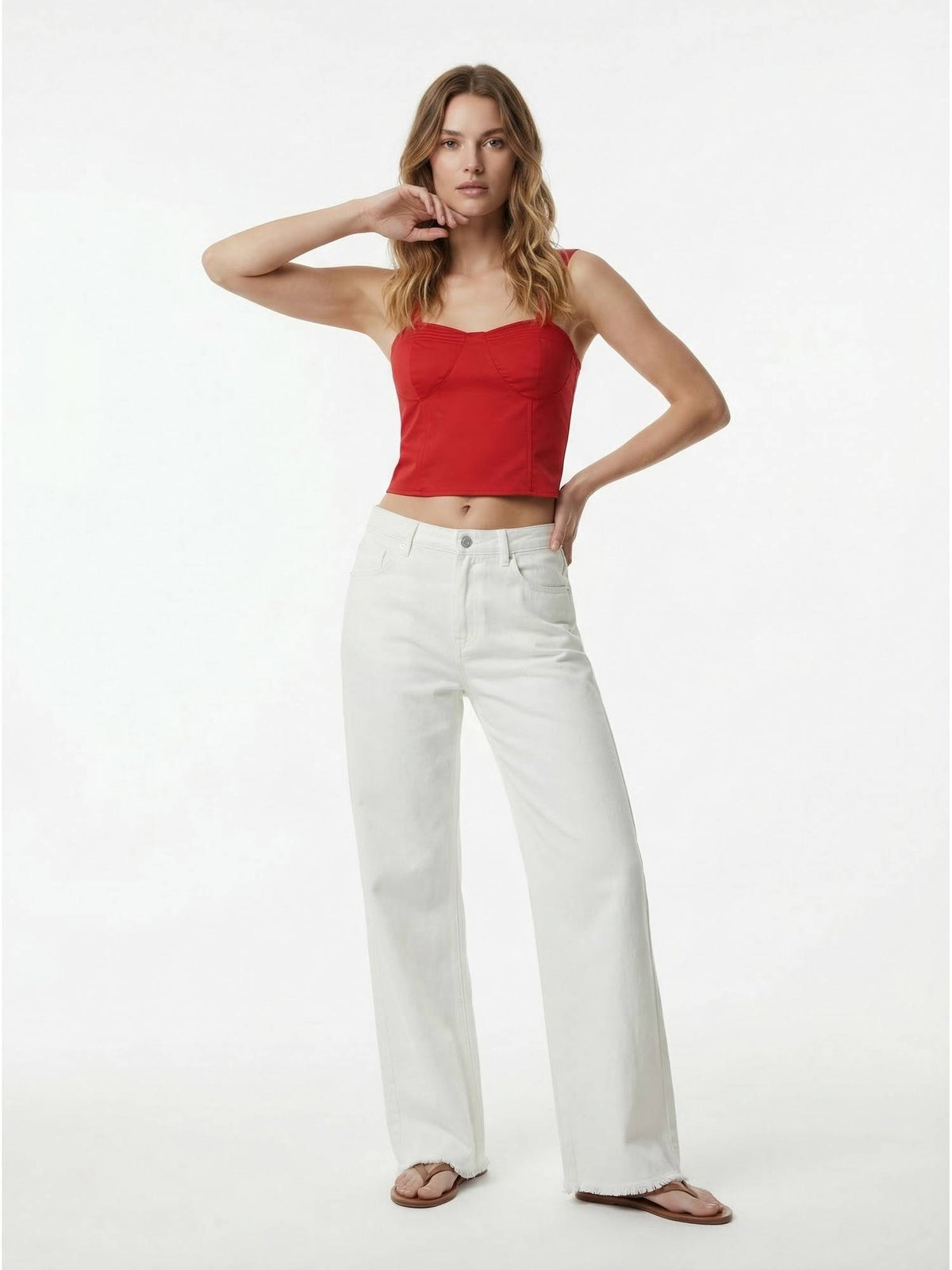 Red Cotton Solid Crop Top | CT61 - view 6