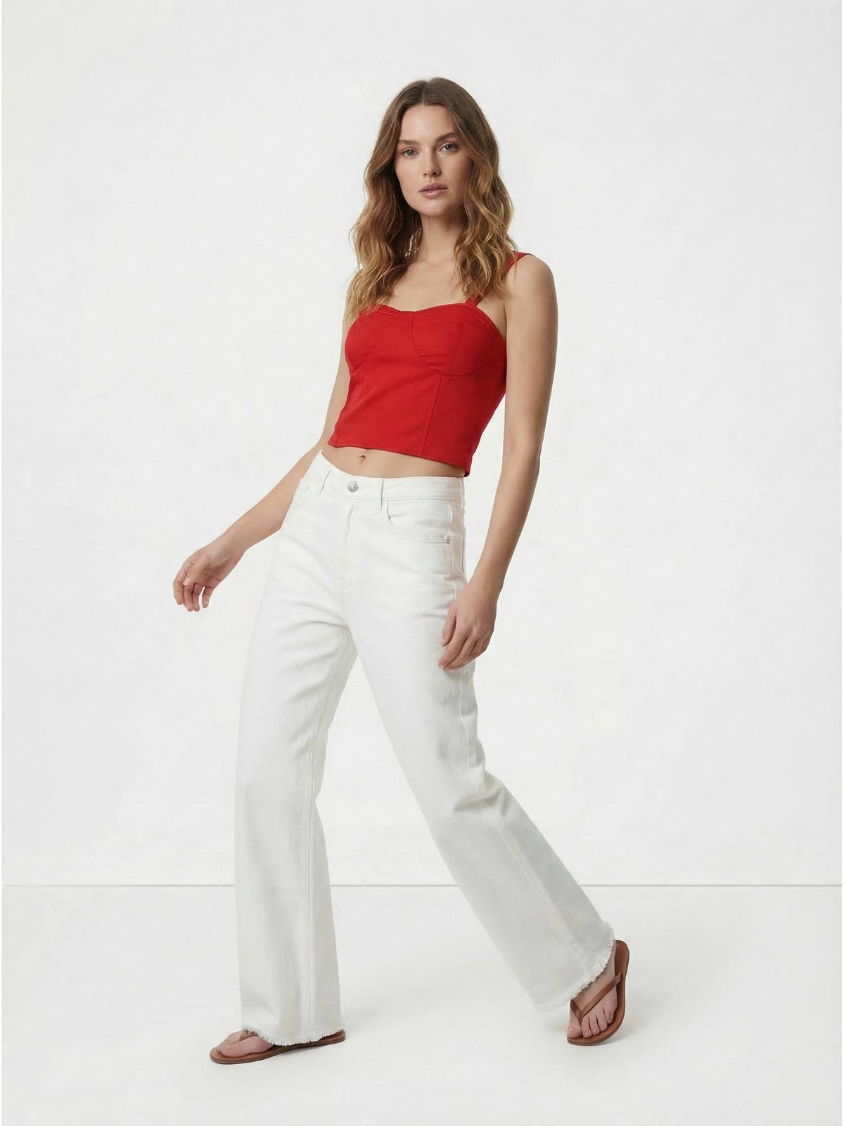 Red Cotton Solid Crop Top | CT61 - view 7