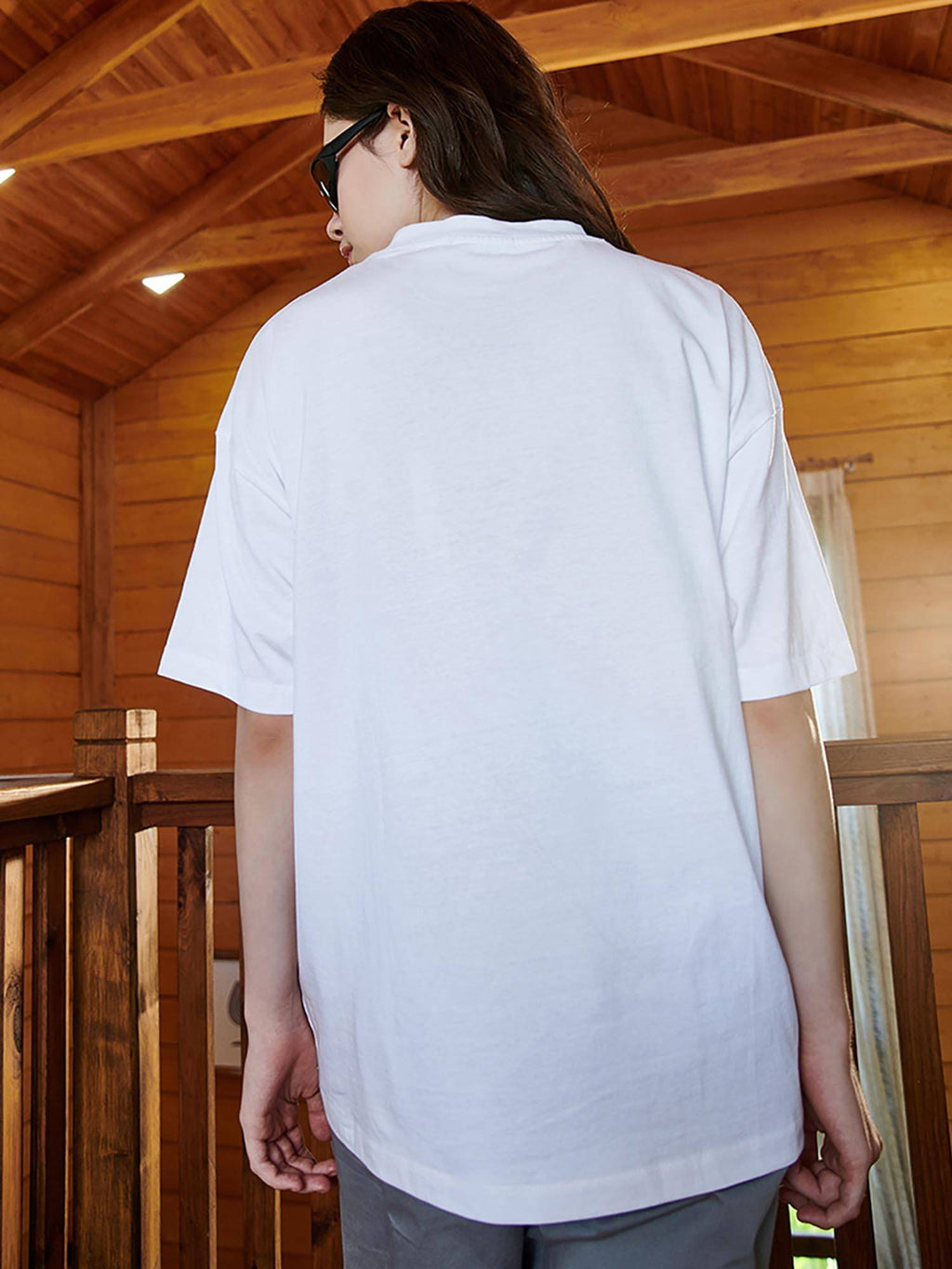 Women's White Attempting To Adult Graphic Printed Oversized T-shirt | HD56 - view 4