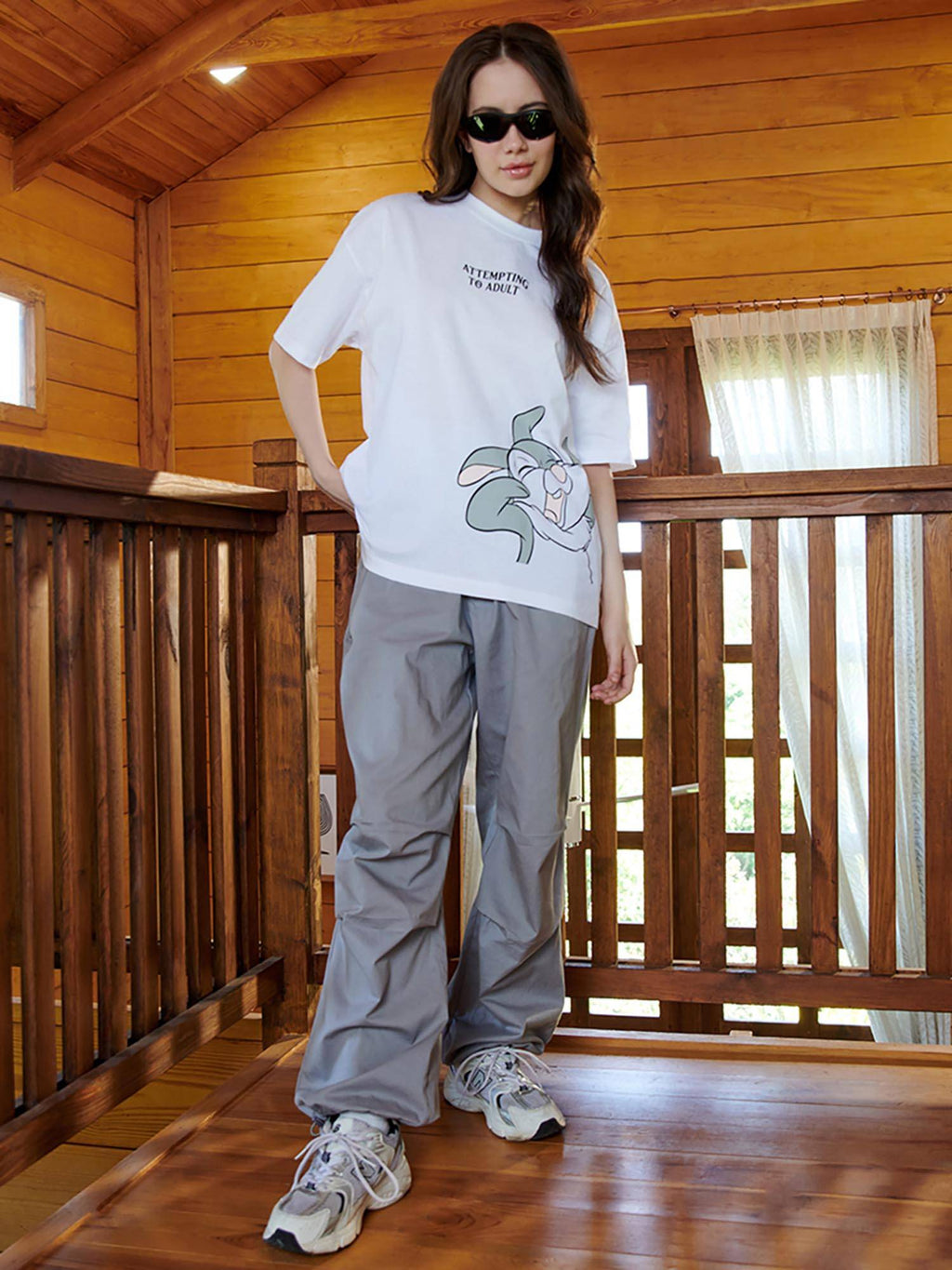 Women's White Attempting To Adult Graphic Printed Oversized T-shirt | HD56 - view 5