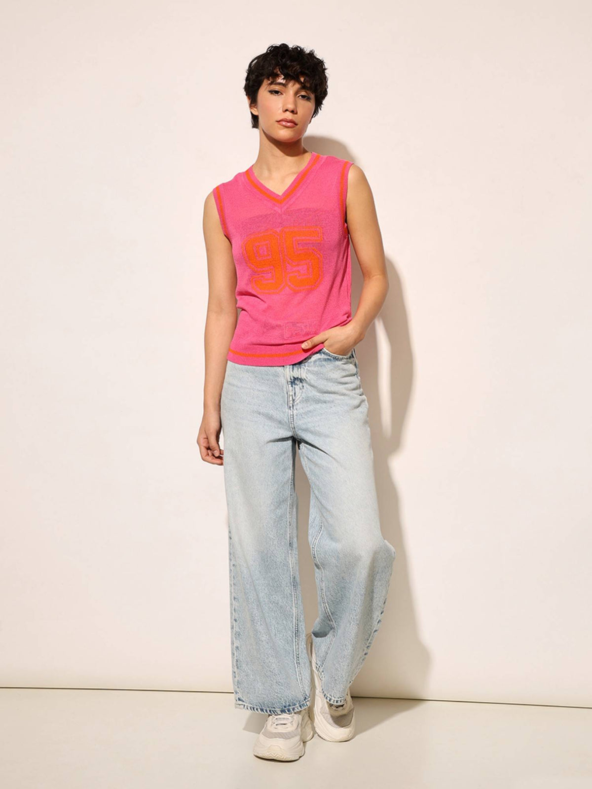 Pink Knitted Vest Top | O24 - view 2