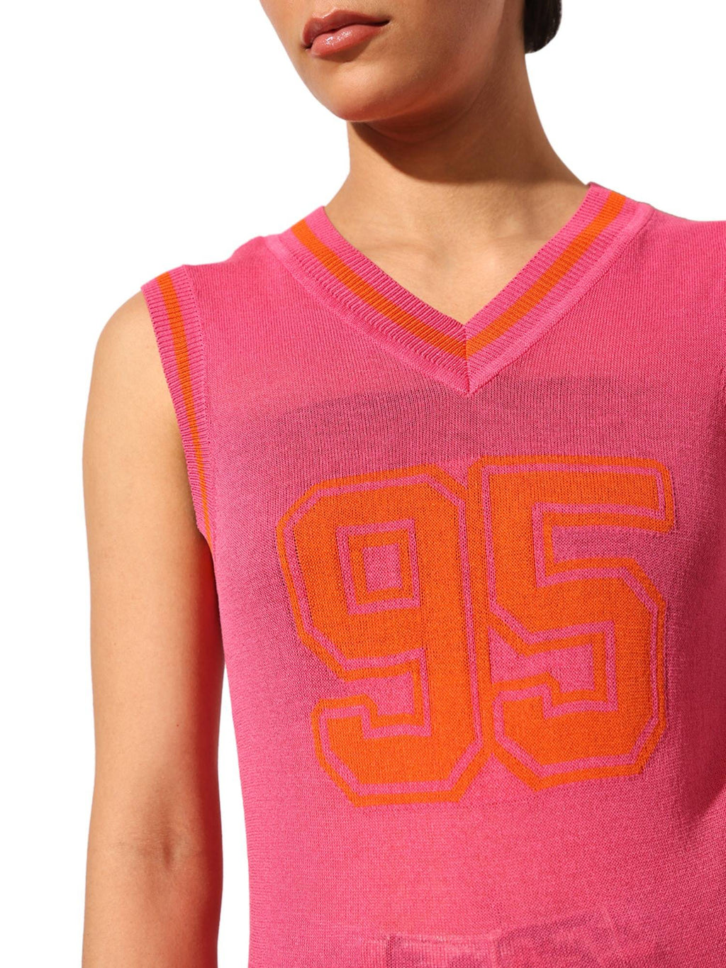 Pink Knitted Vest Top | TT98 - view 3