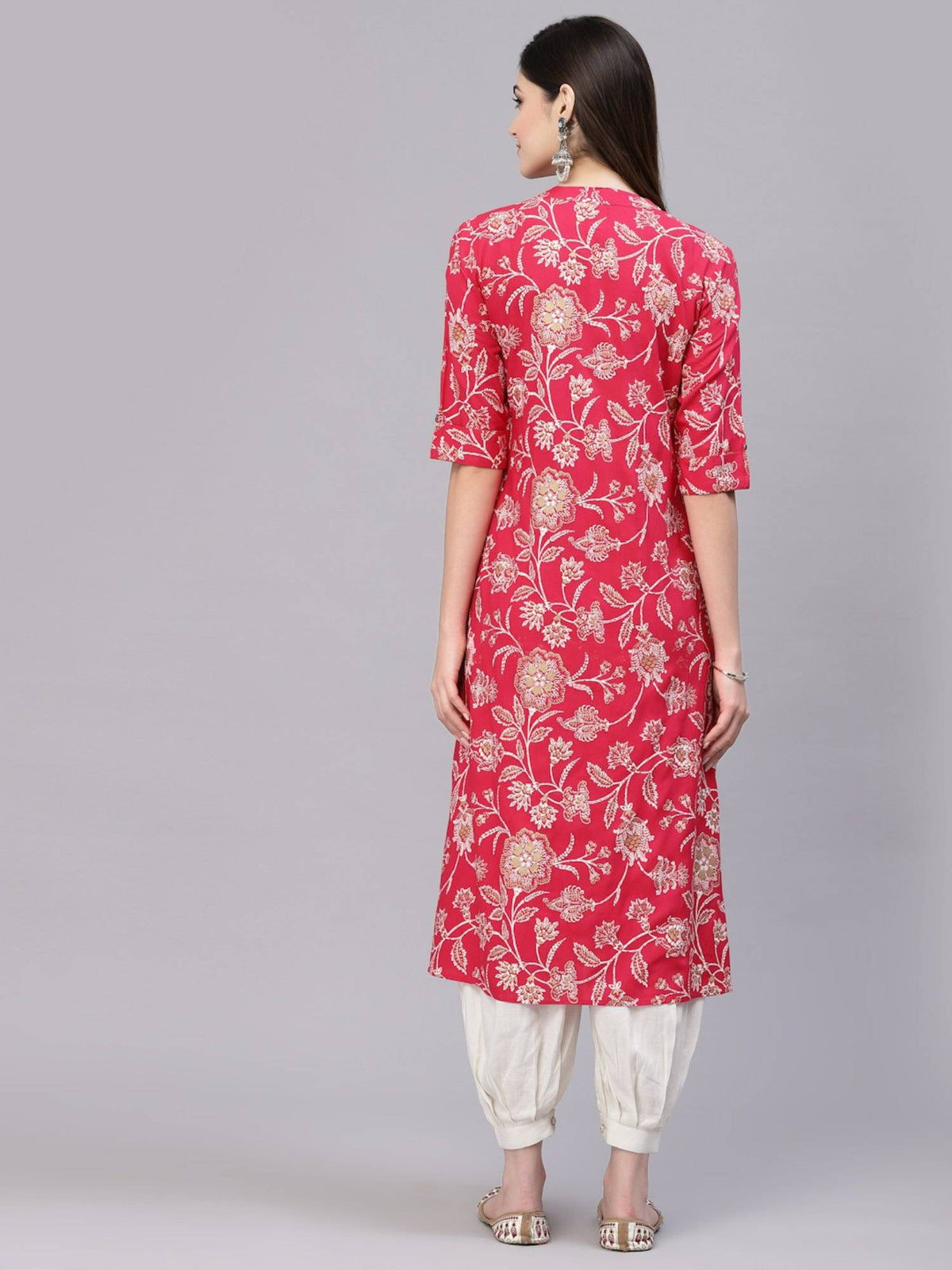Womens Floral Print Rayon A-line Kurta | KDG - view 26