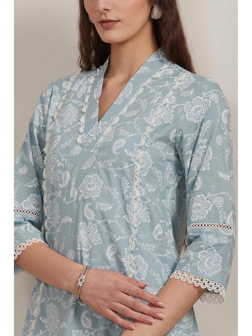 Blue Floral Kurta | KDG - view 2