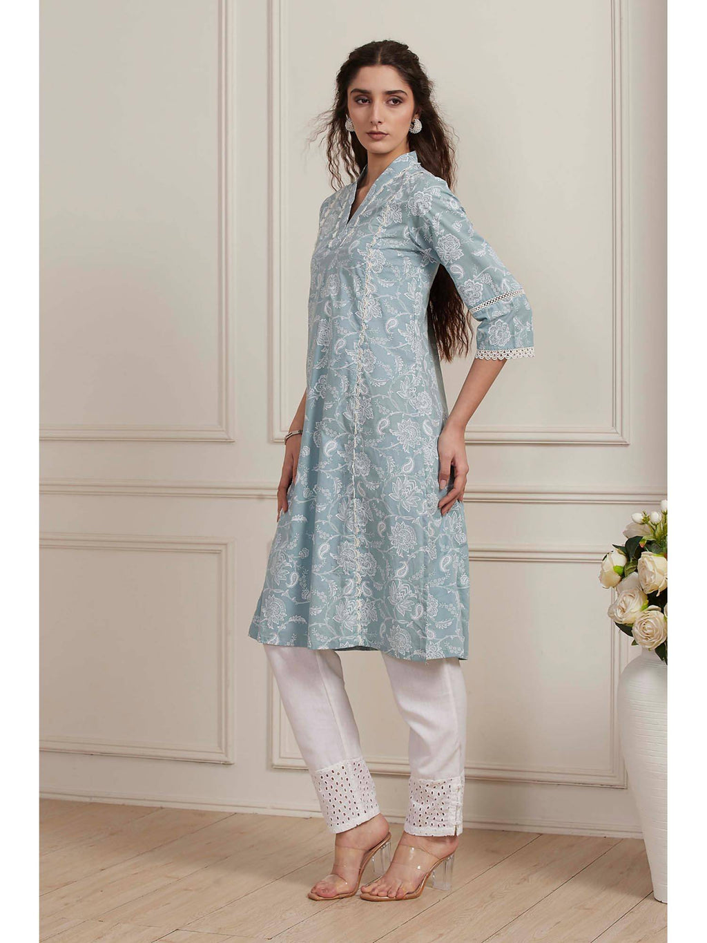 Blue Floral Kurta | KDG - view 3