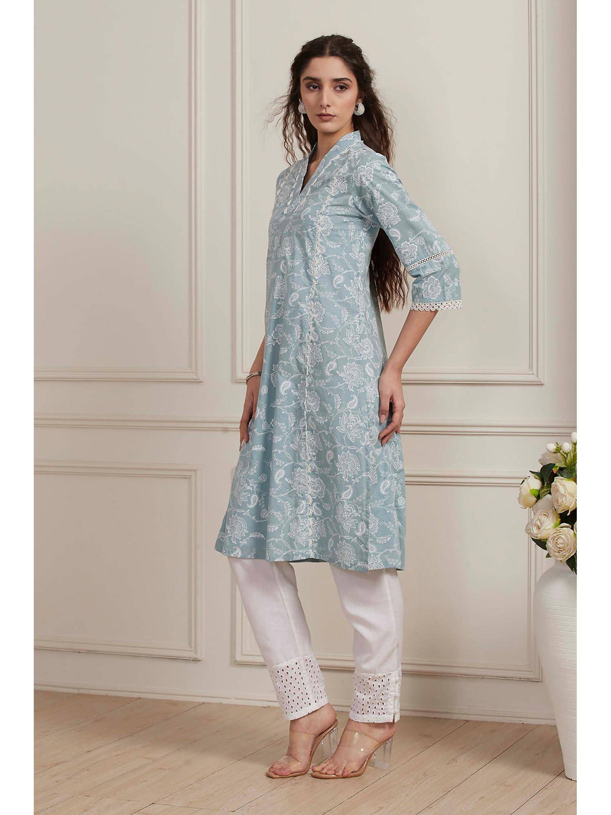 Blue Floral Kurta | KDG - view 3
