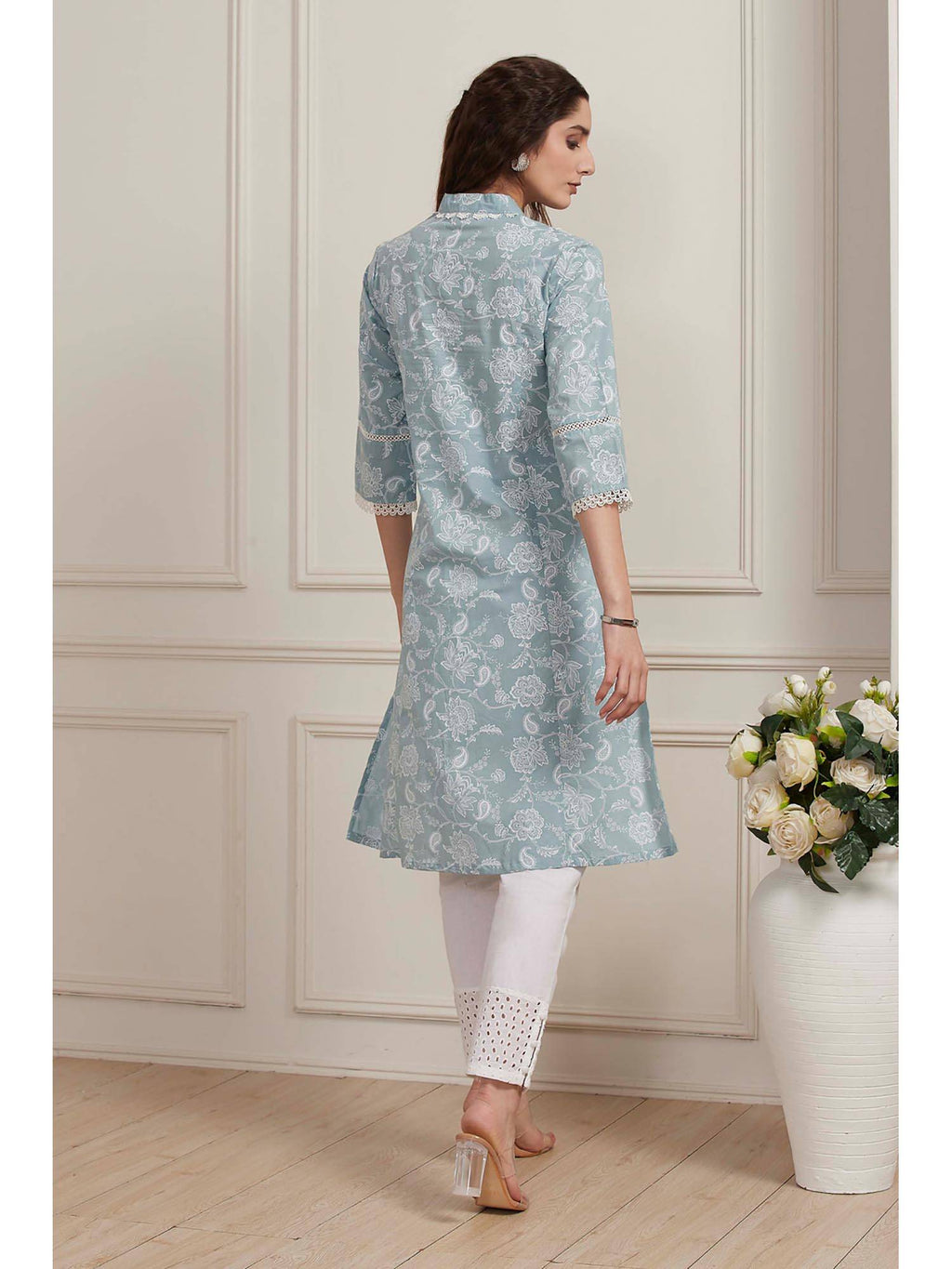 Blue Floral Kurta | KDG - view 4