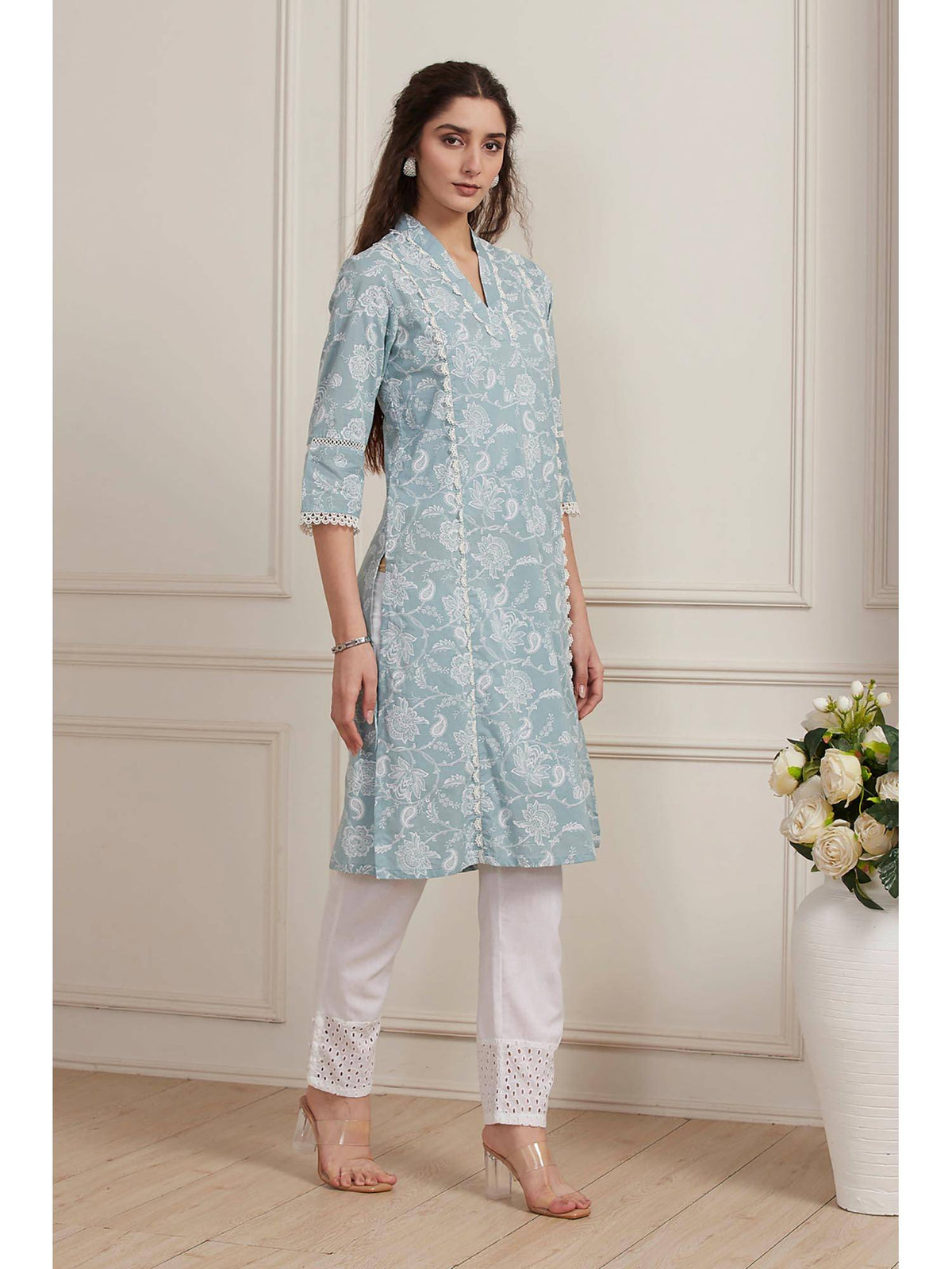 Blue Floral Kurta | KDG - view 5