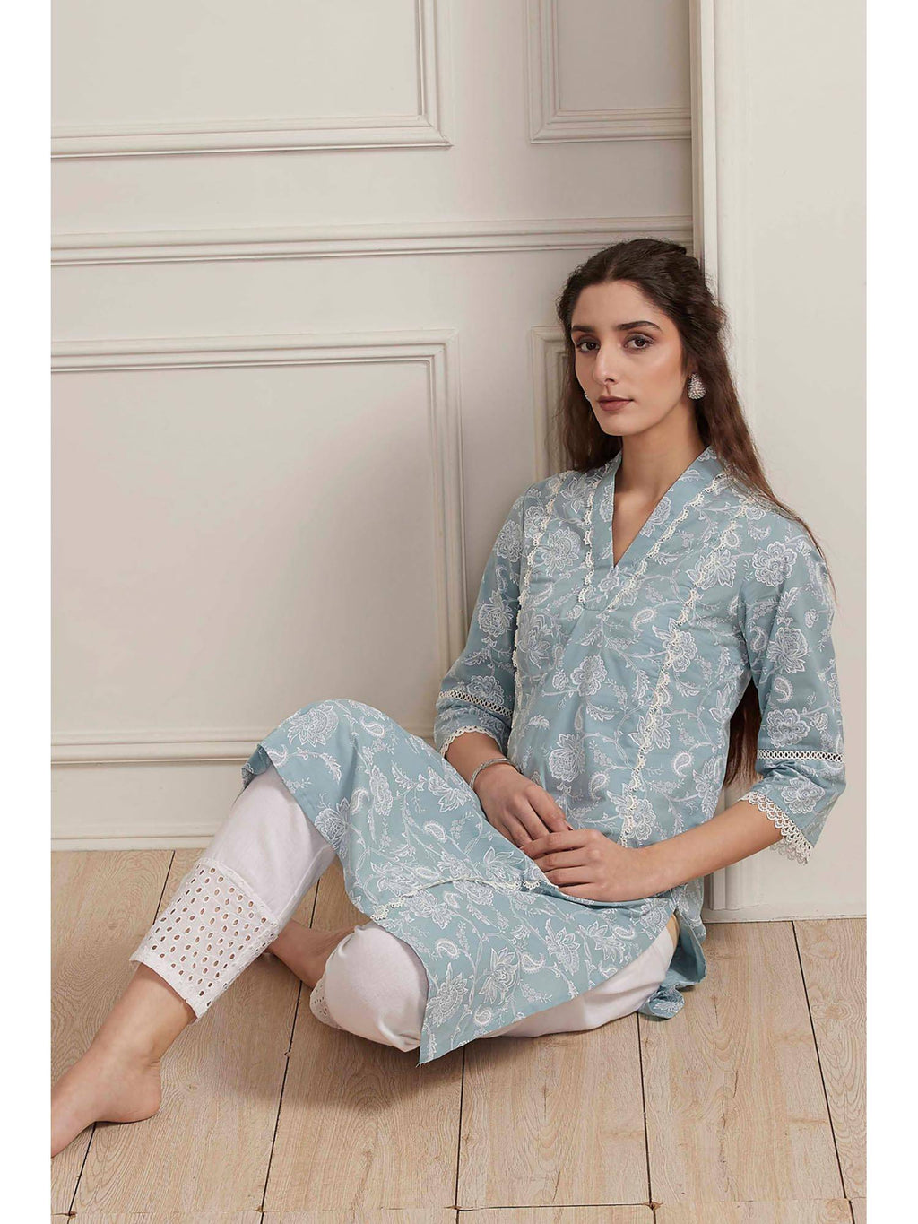 Blue Floral Kurta | KDG - view 6