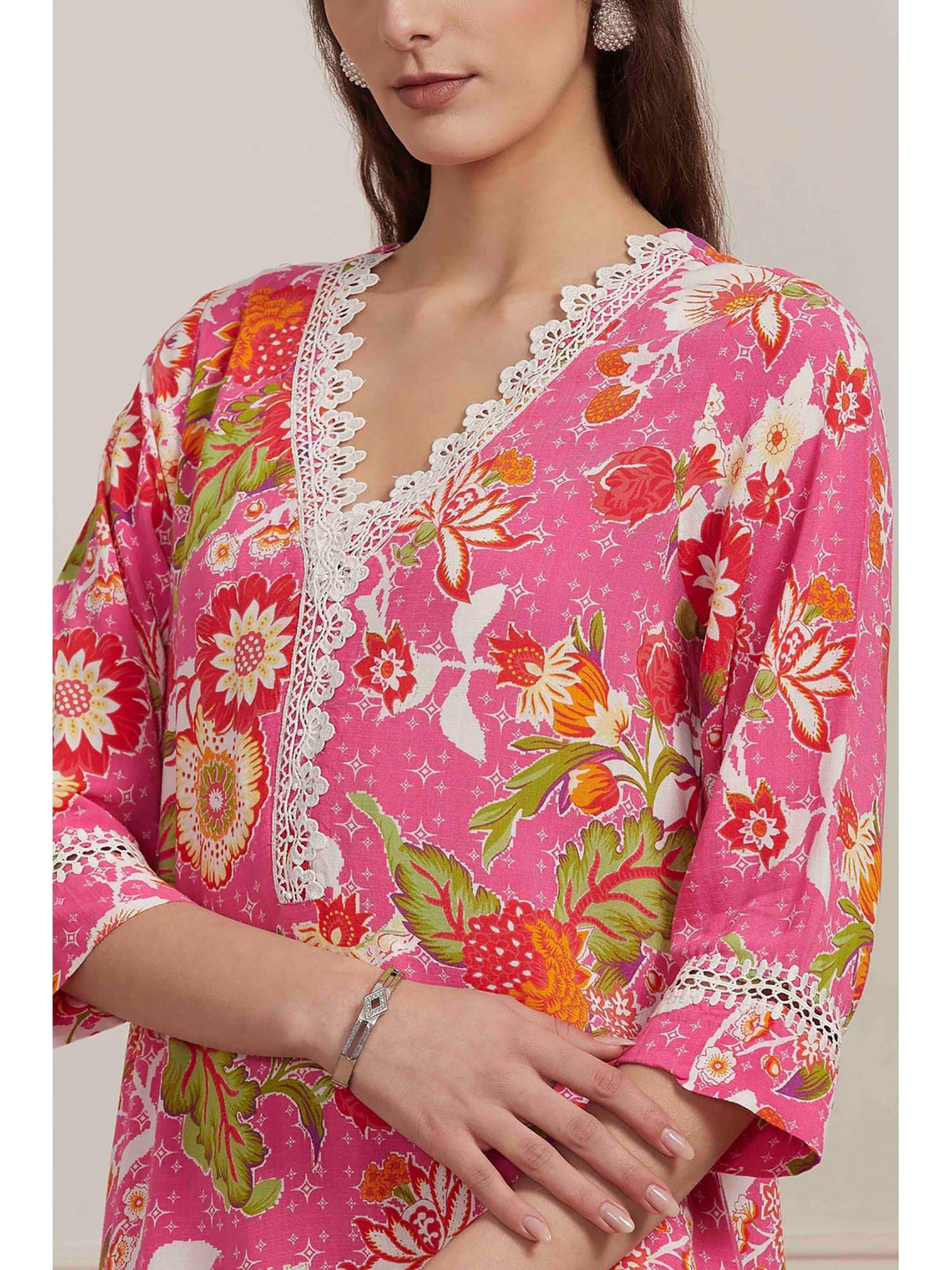 Pink Floral Kurta | FY93 - view 2
