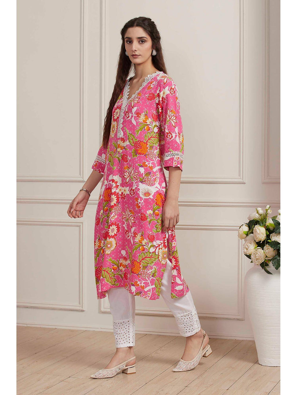 Pink Floral Kurta | FY93 - view 3