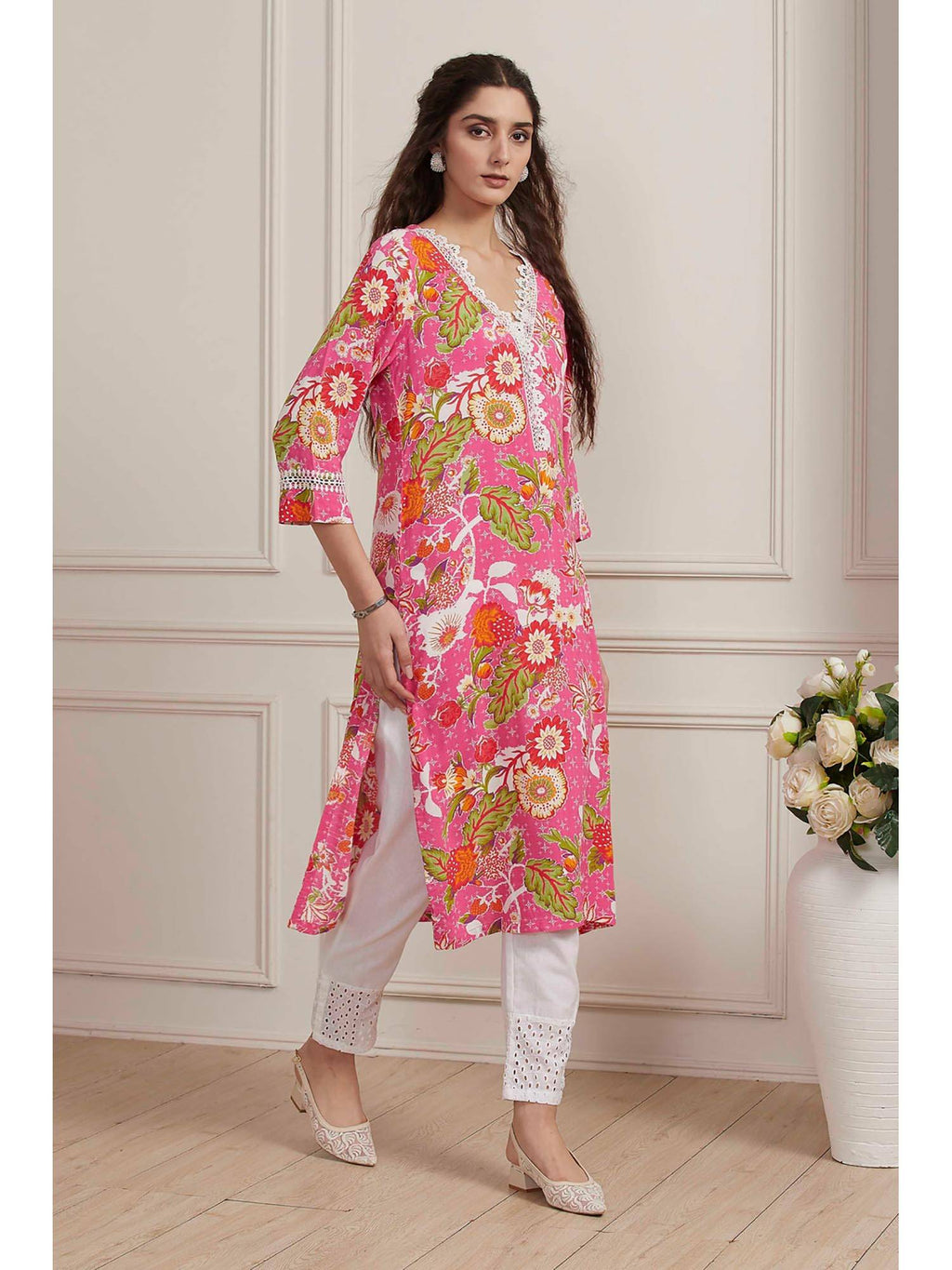 Pink Floral Kurta | KDG - view 5
