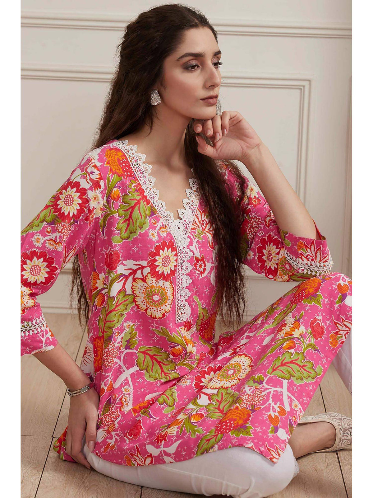 Pink Floral Kurta | KDG - view 6