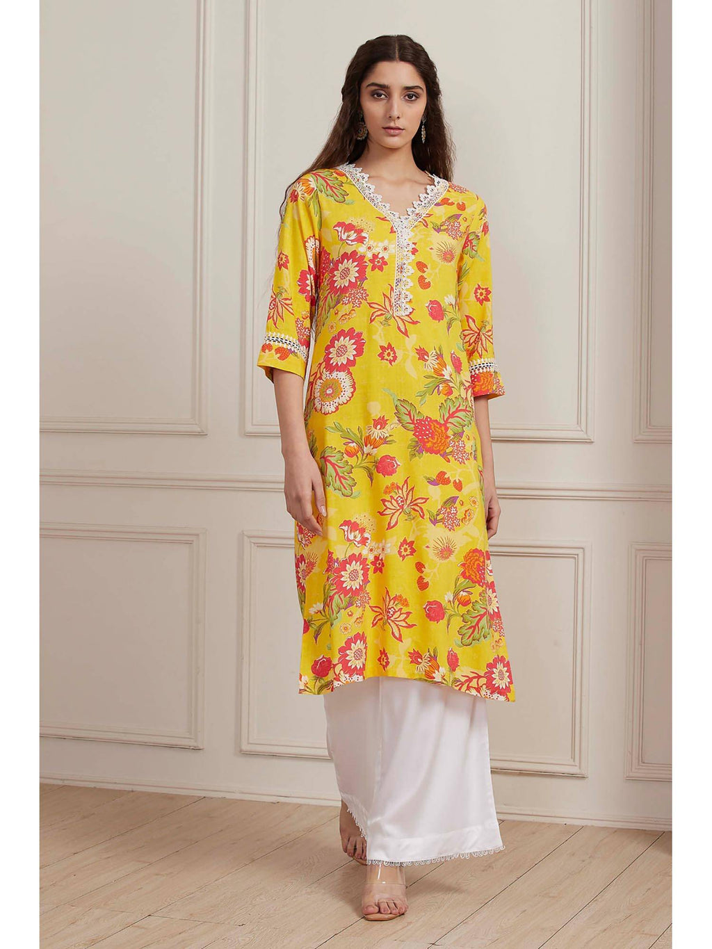 Pink Floral Kurta | KDG - view 12