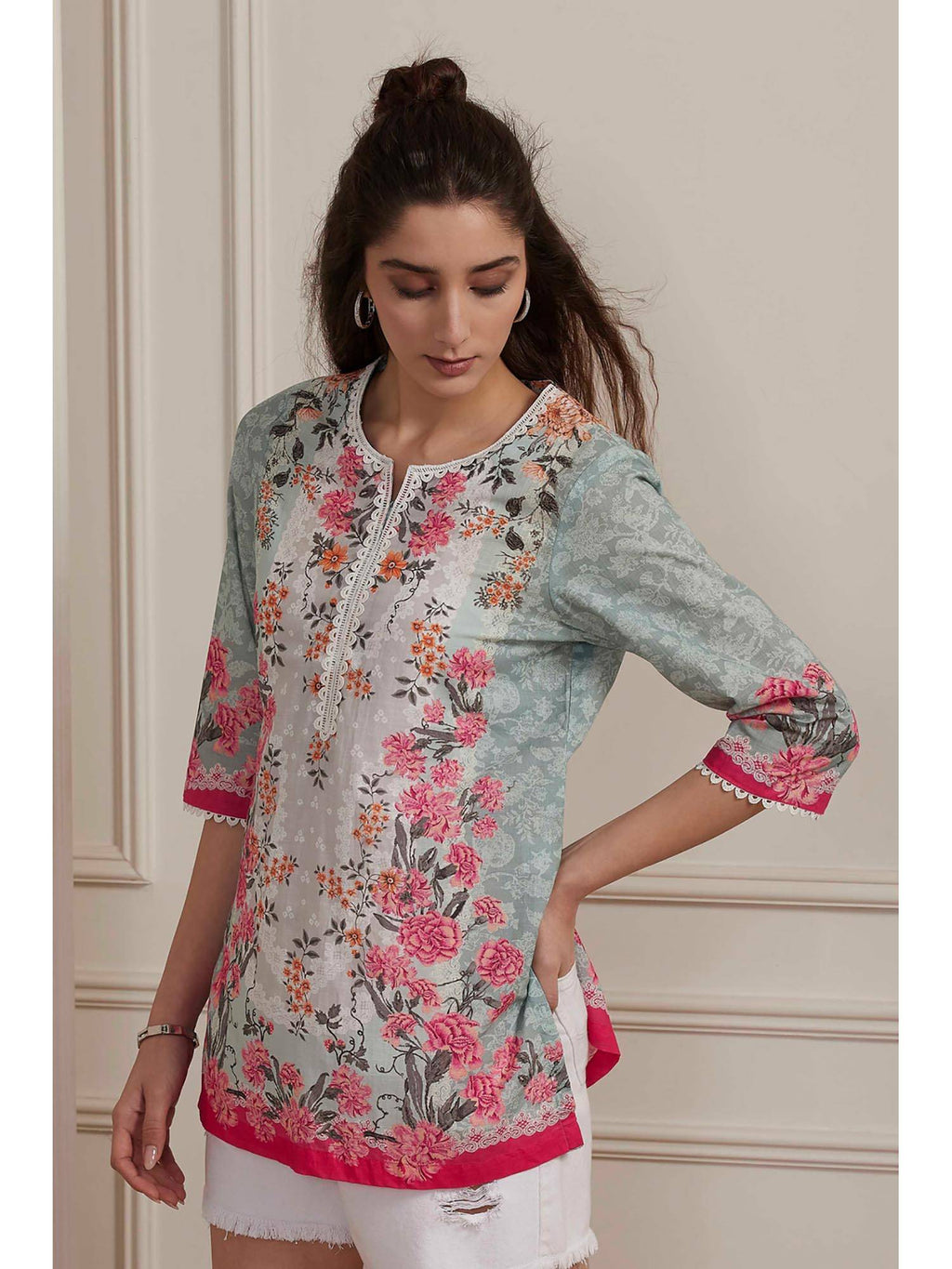 Women Yellow Cotton Round Neck Kurta | KDG - view 9