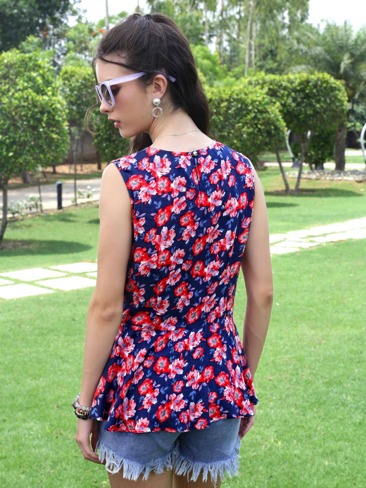 Viscose Printed Peplum Top | pt51 - view 2