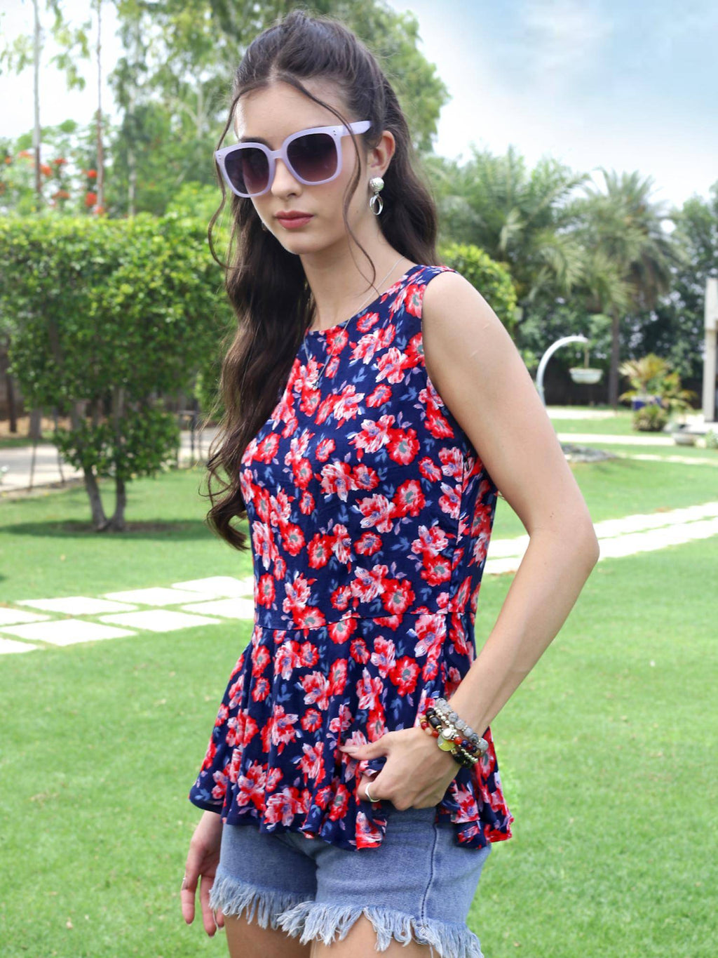 Viscose Printed Peplum Top | pt51 - view 3