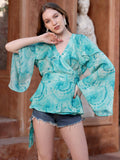 Turquoise Printed Top | pt51 - view 1