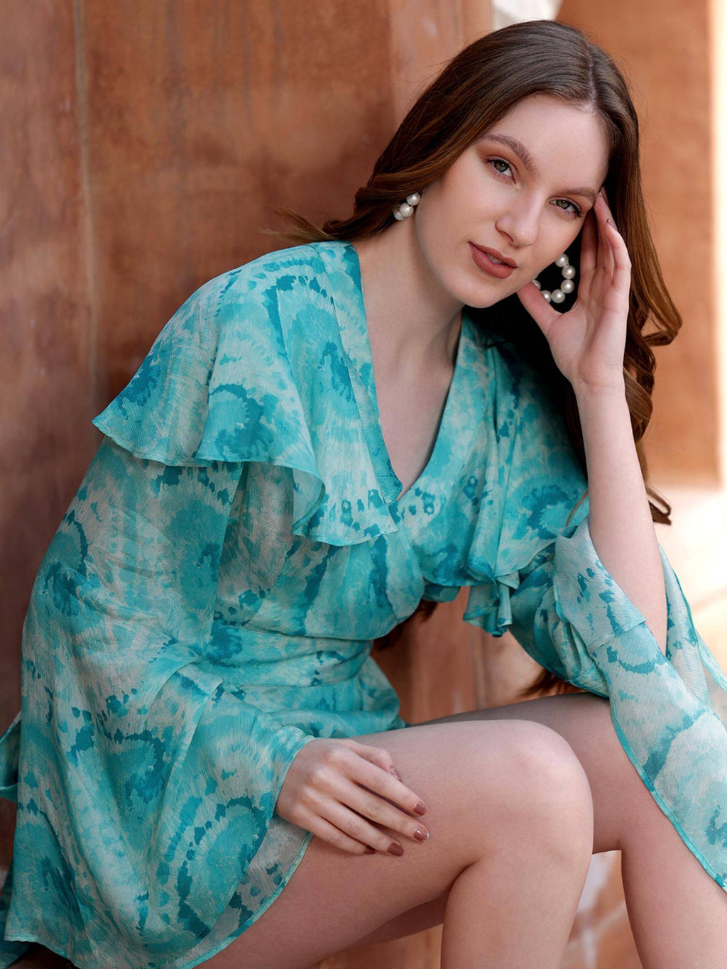 Turquoise Printed Top | pt51 - view 4