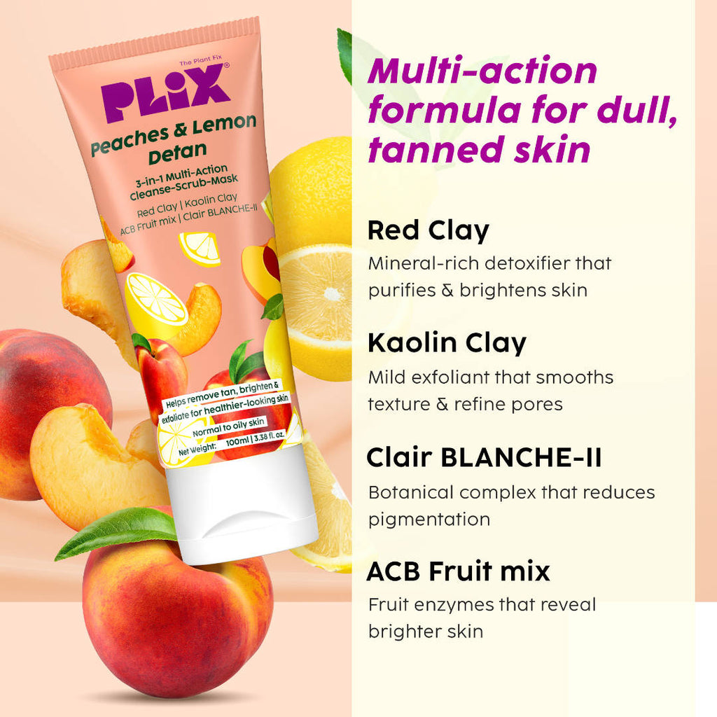 Peaches & Lemon 3-in-1 Detan Face Wash, Scrub & Mask + Pineapple Moisturizer | PL1 - view 4