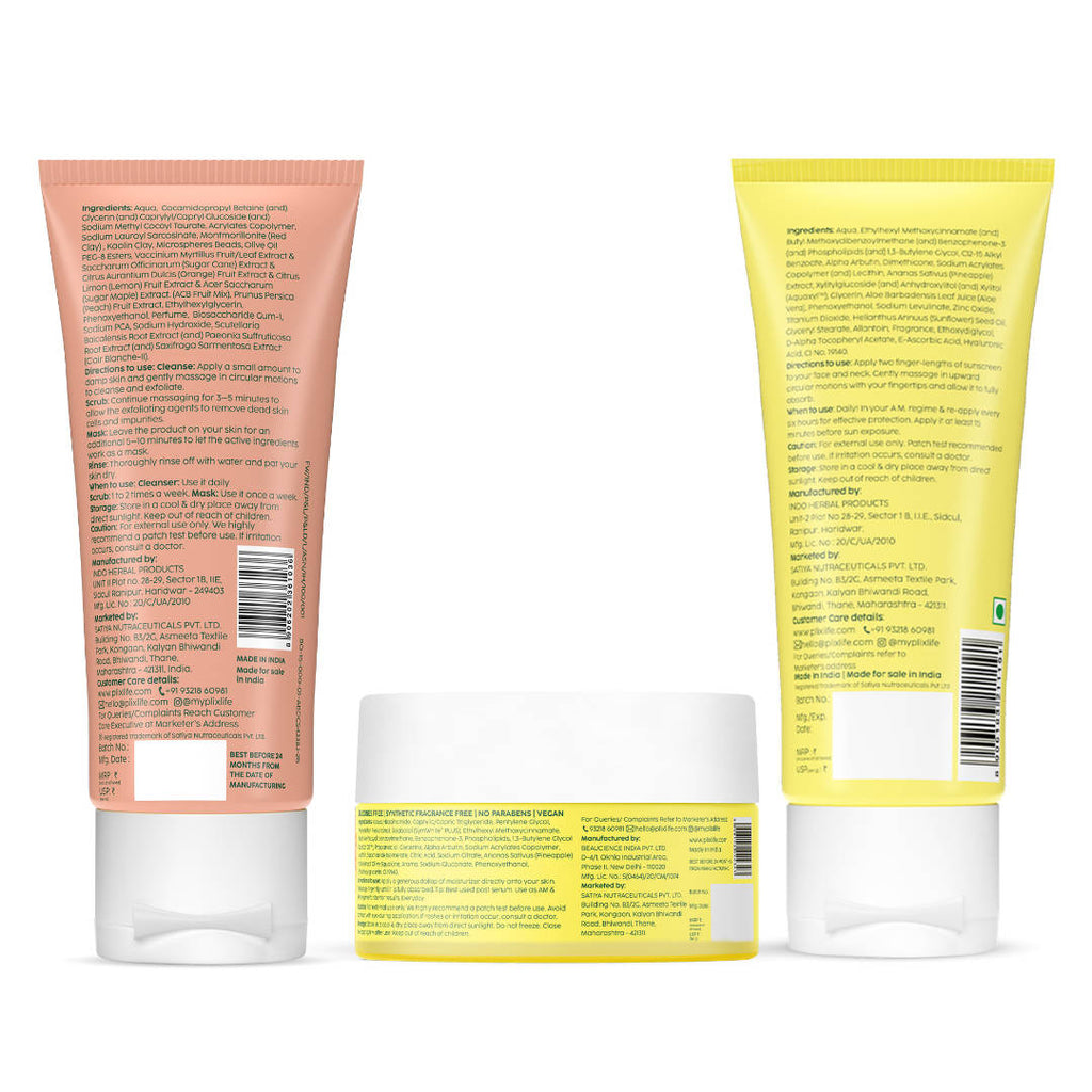 Peaches & Lemon 3-in-1 Detan Face Wash, Scrub & Mask + Moisturizer + Sunscreen | PL1 - view 2