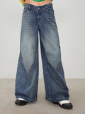 Denim Low Rise Solid Wide Leg Baggy Jeans | BG78 - view 1