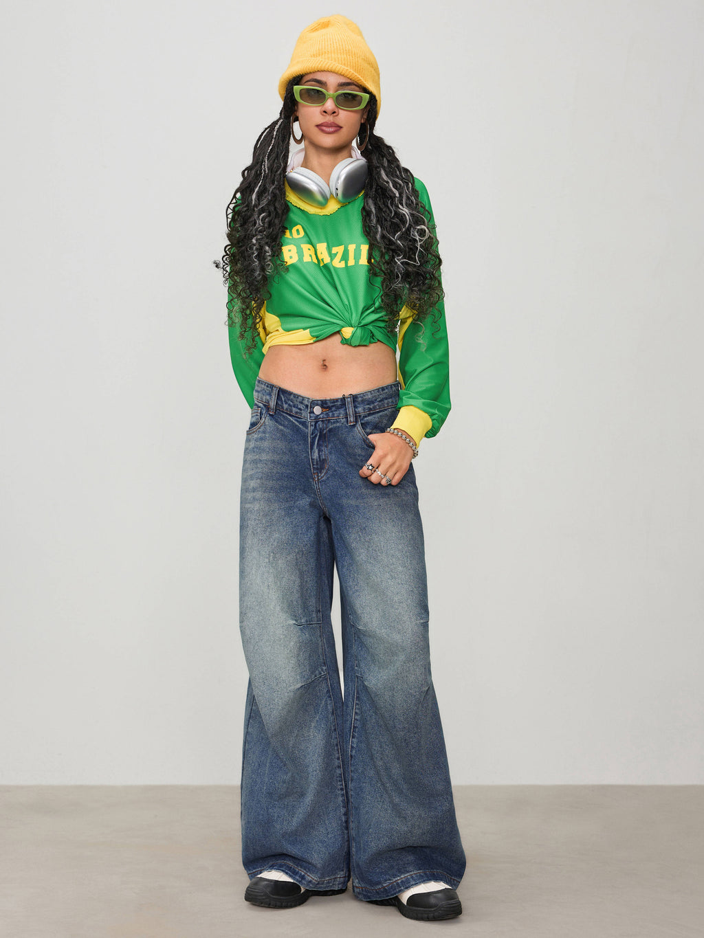 Denim Low Rise Solid Wide Leg Baggy Jeans | BG78 - view 8