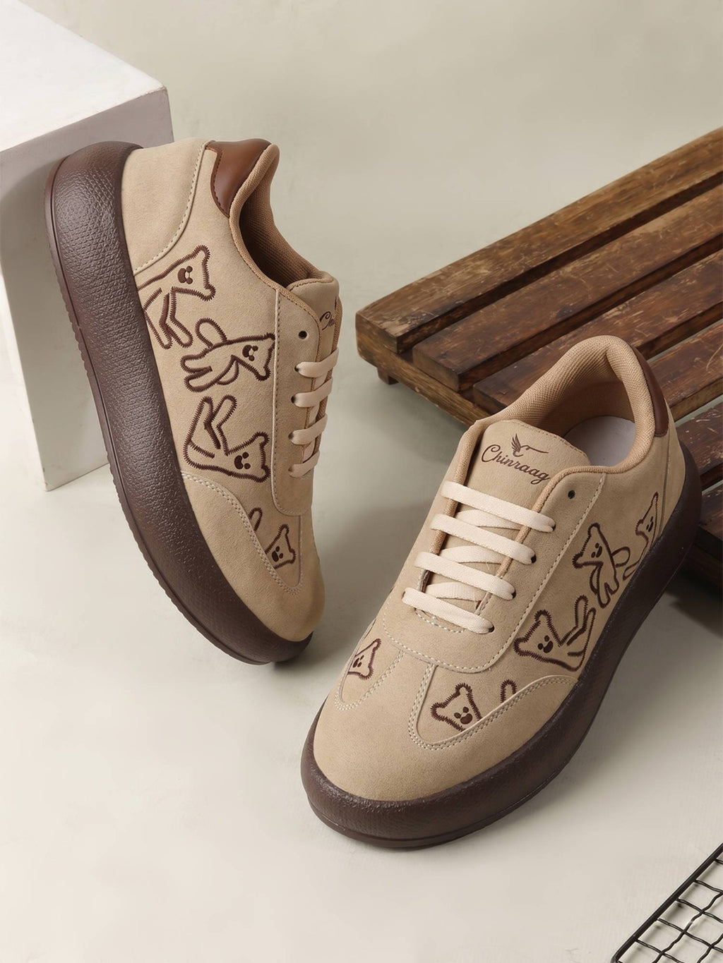 Women Beige Synthetic Sole Sneakers | SN09 - view 2