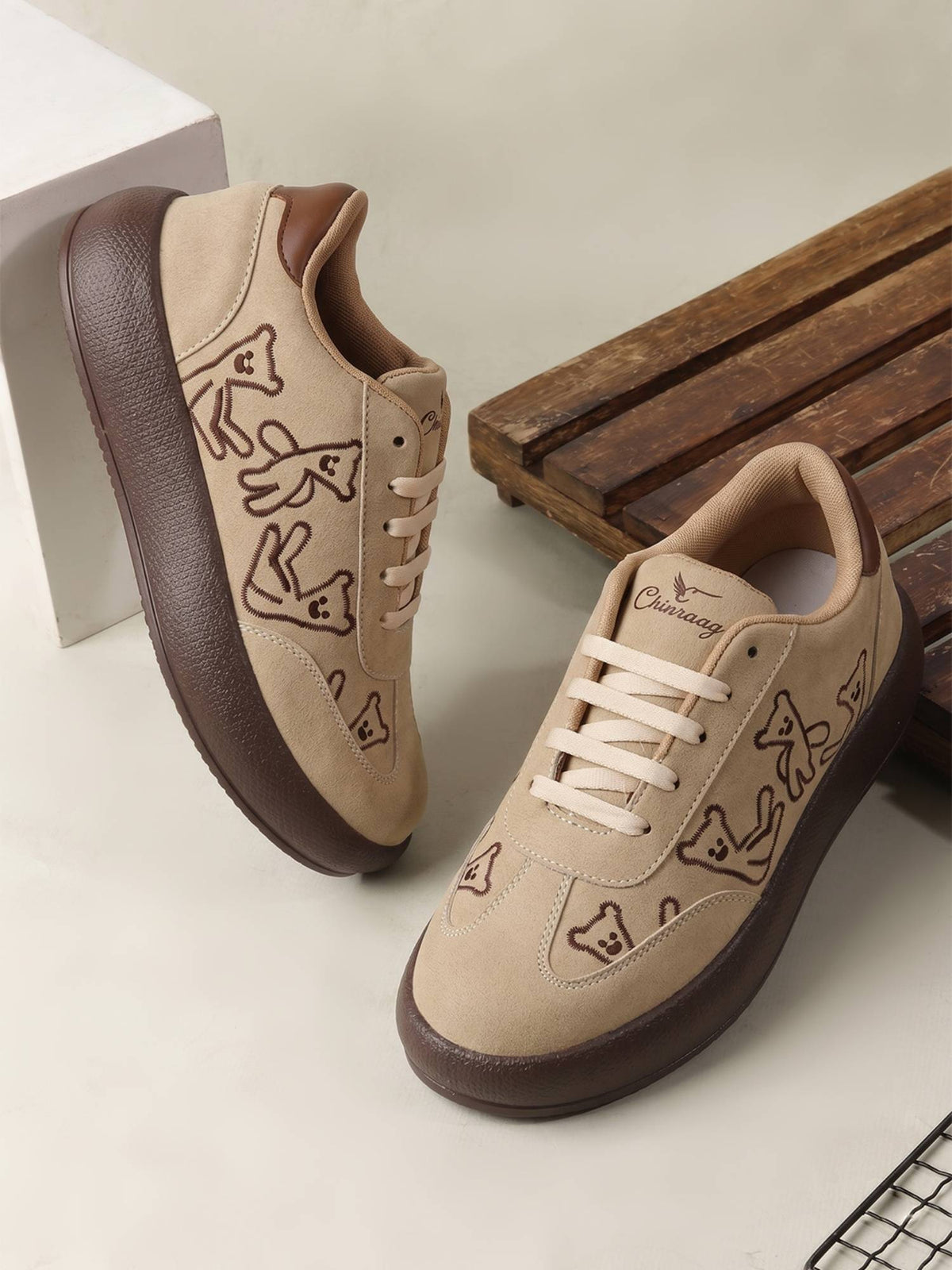 Women Beige Synthetic Sole Sneakers | SN09 - view 2