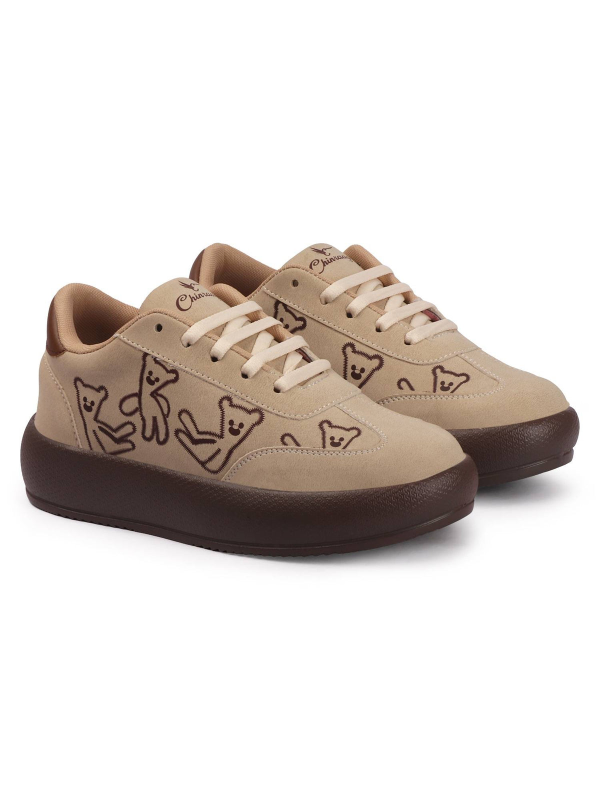 Women Beige Synthetic Sole Sneakers | SN09 - view 3