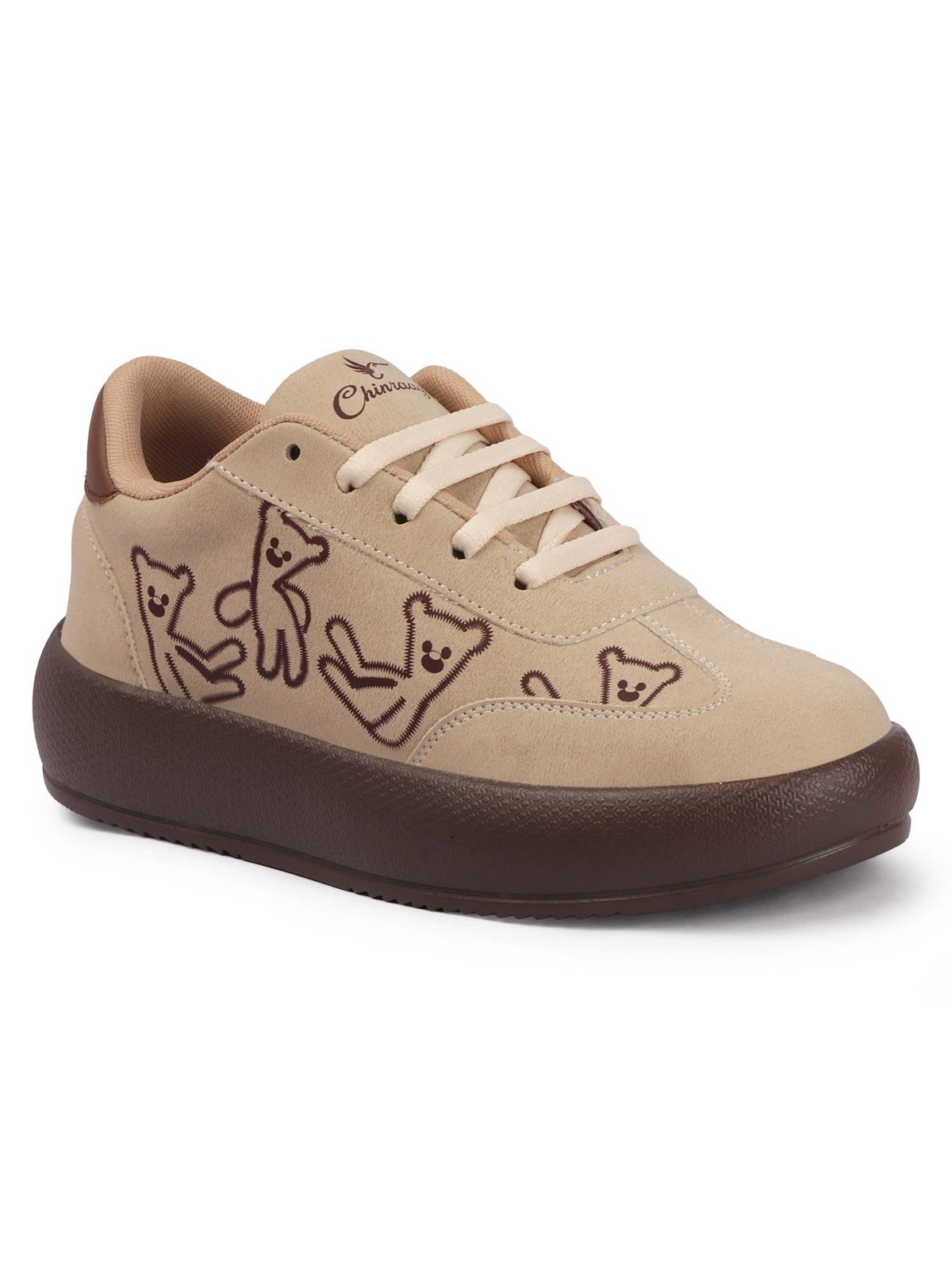 Women Beige Synthetic Sole Sneakers | SN09 - view 4
