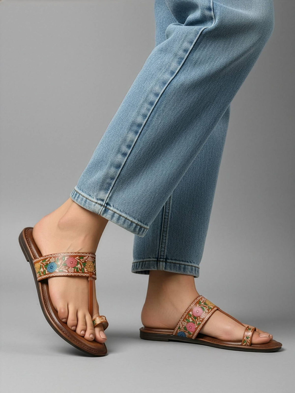 Women Brown Synthetic Sole Kolhapuris | F61 - view 1