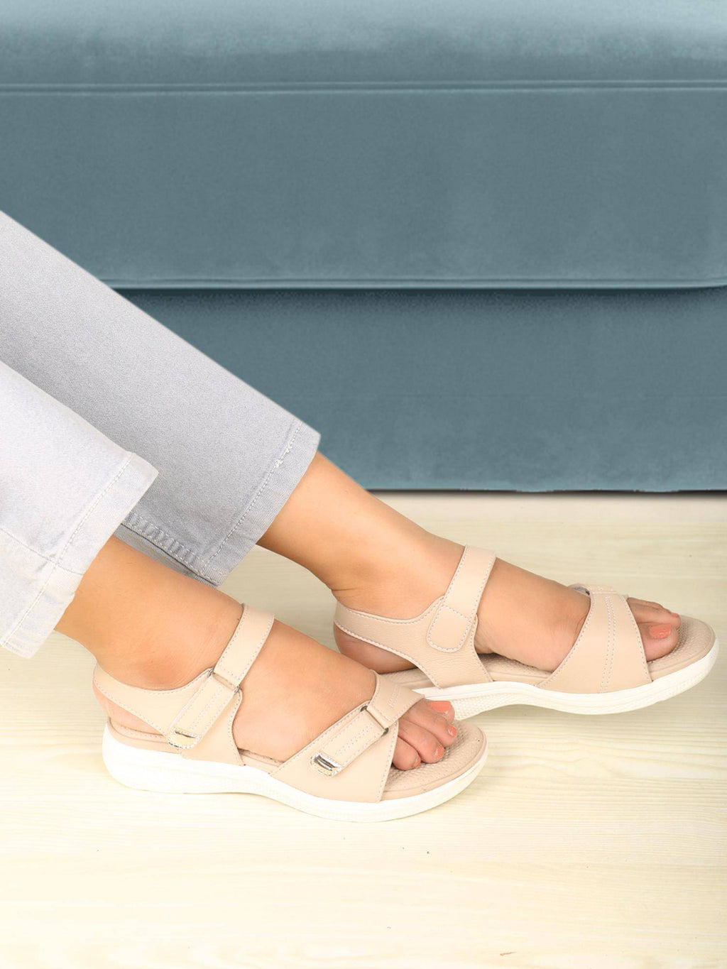Women Beige Adjustable Strap Supportive Sandals | SD89 - view 2