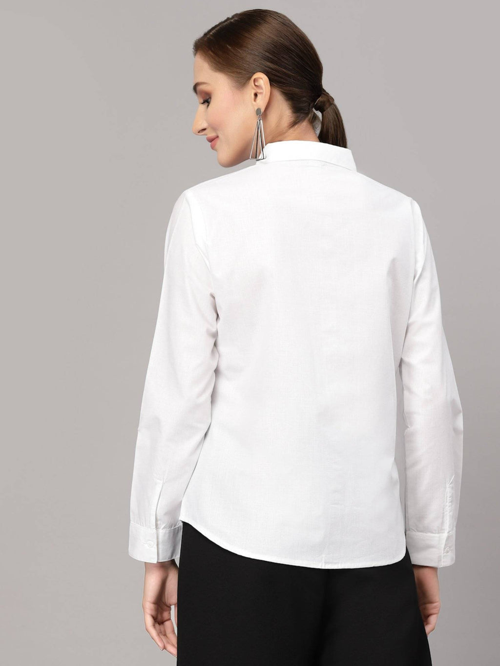 Women Solid White PolyCotton Regular Formal Shirt | S67 - view 3