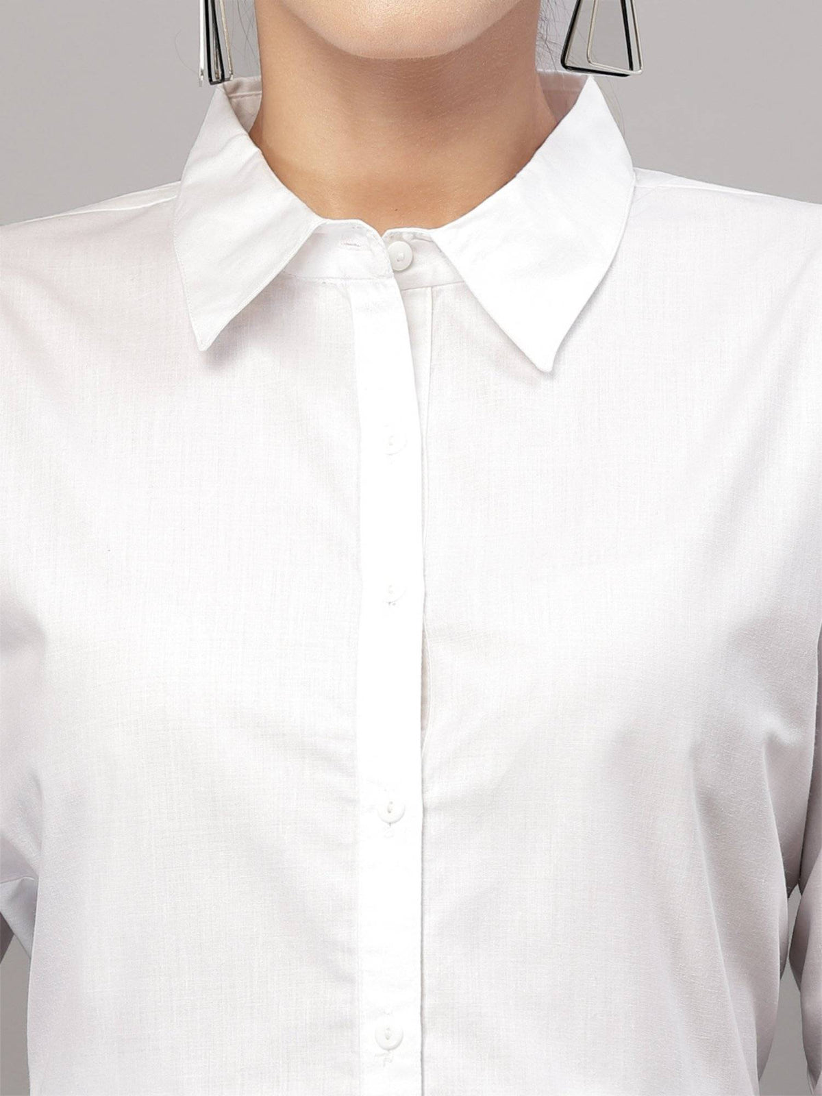 Women Solid White PolyCotton Regular Formal Shirt | S67 - view 4