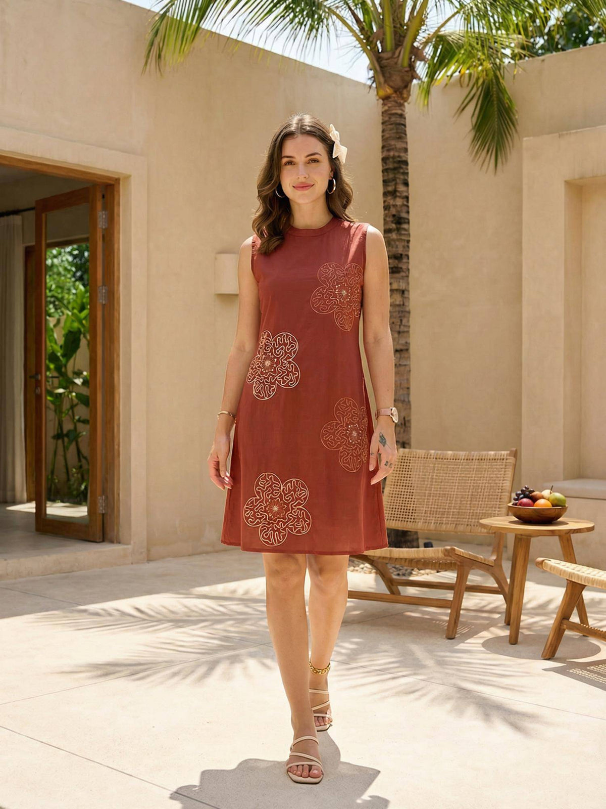 Cotton Embroidered Dress | D56 - view 5