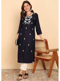 Black Solid Straight Rayon Stitched Kurta | U3S - view 1