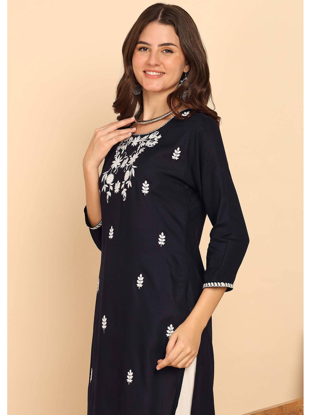 Black Solid Straight Rayon Stitched Kurta | U3S - view 6