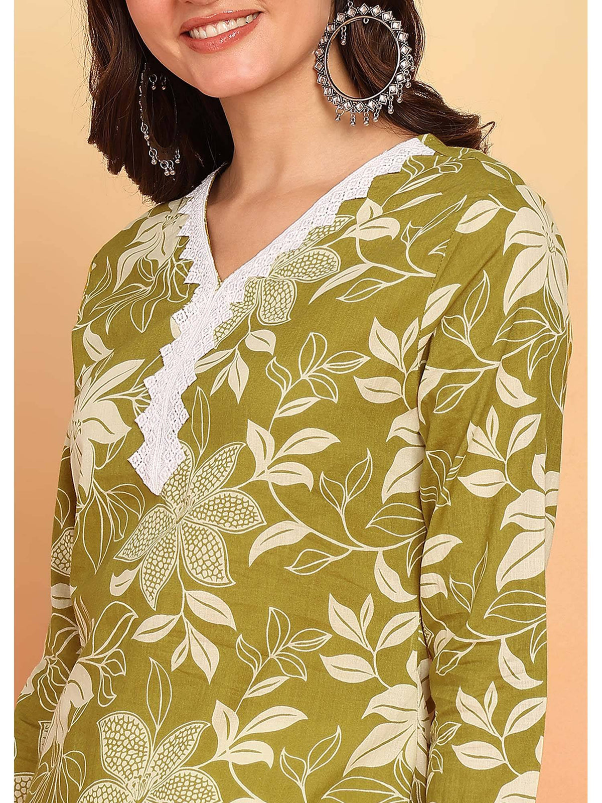 Purple Floral Printed Straight Cotton Stitched Kurta | FY93 - view 12