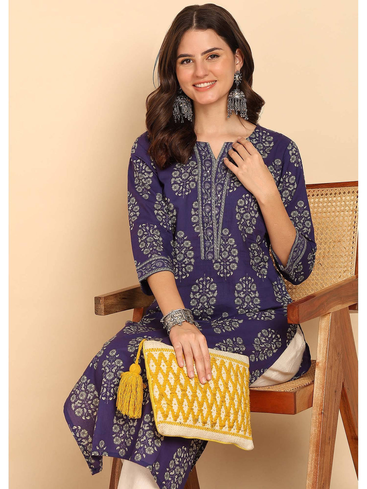 Peacock Green Floral Printed Straight Cotton Stitched Kurta | FY93 - view 10