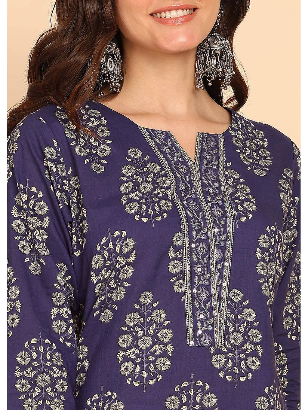 Peacock Green Floral Printed Straight Cotton Stitched Kurta | U3S - view 12