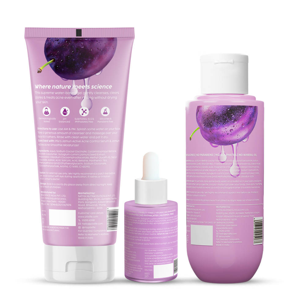 Jamun Skincare Combo With Cleanser, Body Wash & Active Acne Serum For Women & Men | PL1 - view 2