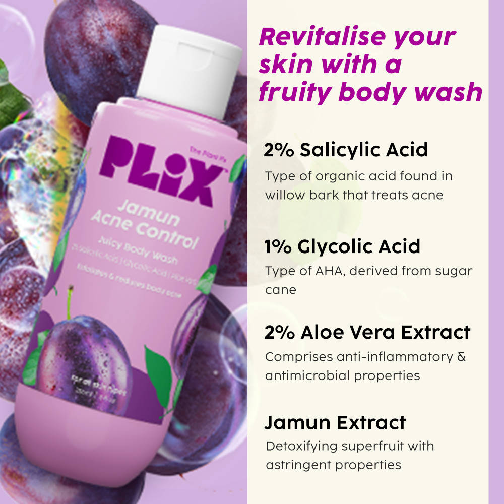 Jamun Skincare Combo With Cleanser, Body Wash & Active Acne Serum For Women & Men | PL1 - view 4