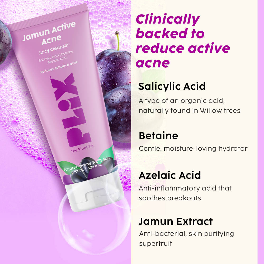 Jamun Skincare Combo With Cleanser, Body Wash & Active Acne Serum For Women & Men | PL1 - view 5